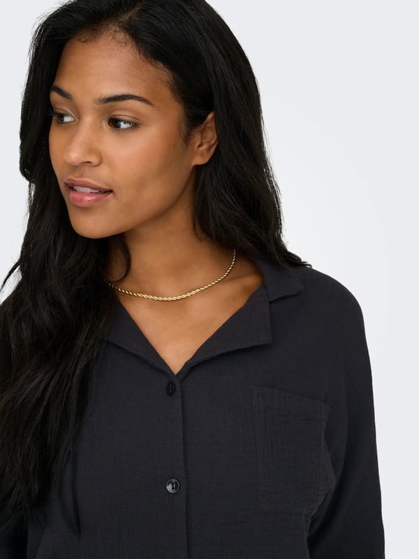 Only ONLTHYRA SS SHIRT NOOS WVN Antrasit Kadın Gömlek