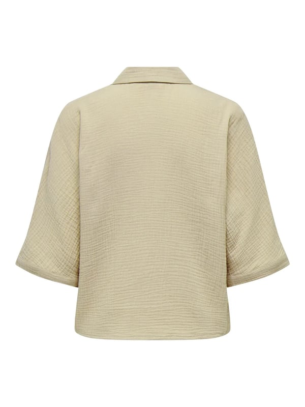 Only ONLTHYRA SS SHIRT NOOS WVN Bej Kadın Gömlek