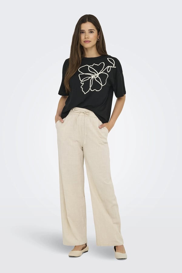 Only ONLTIZANA COTTON LOOSE PANTS WVN NOOS Bej Kadın Pantolon
