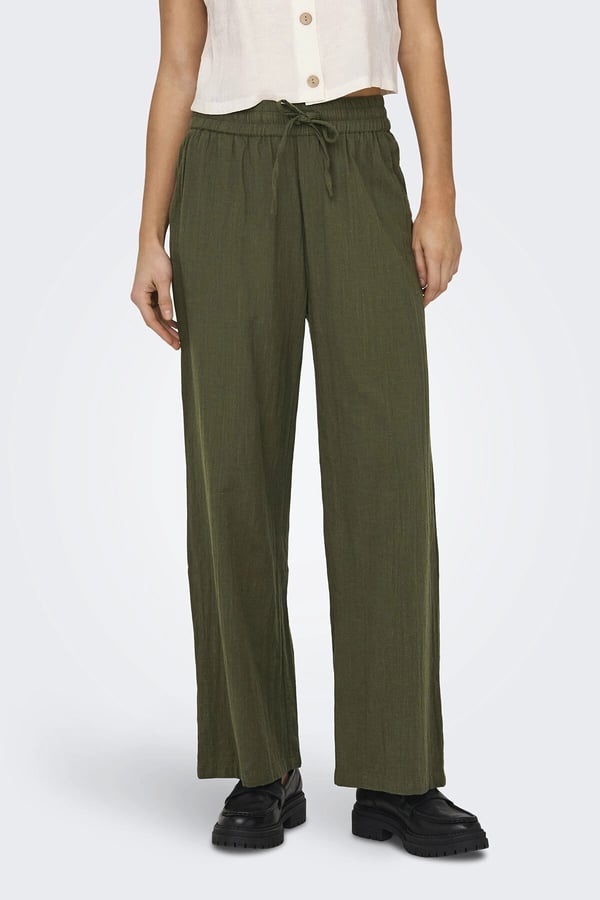 Only ONLTIZANA COTTON LOOSE PANTS WVN NOOS Haki Kadın Pantolon