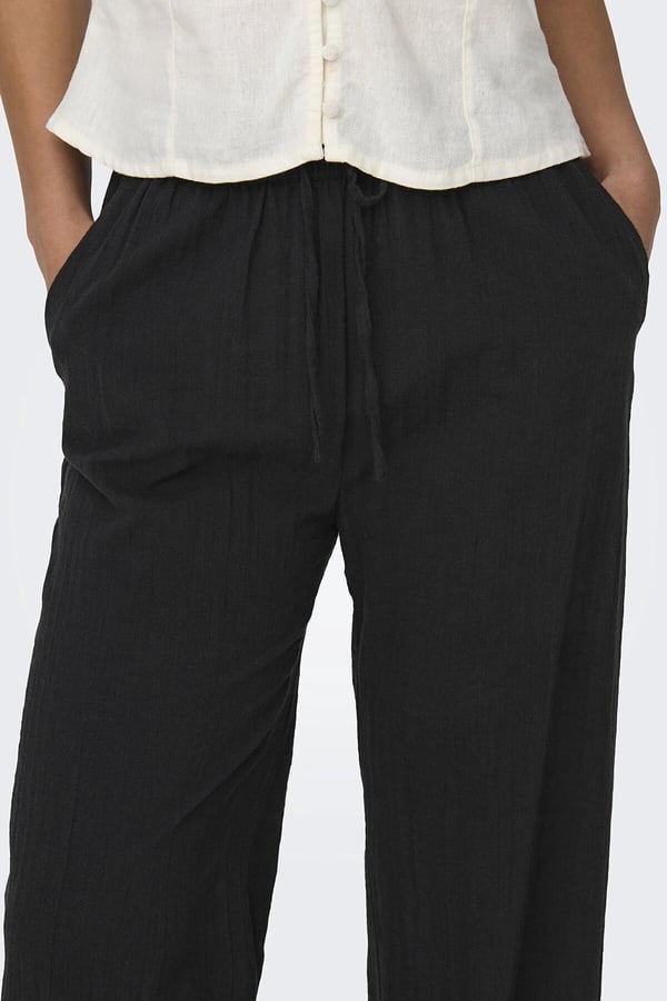 Only ONLTIZANA COTTON LOOSE PANTS WVN NOOS Siyah Kadın Pantolon