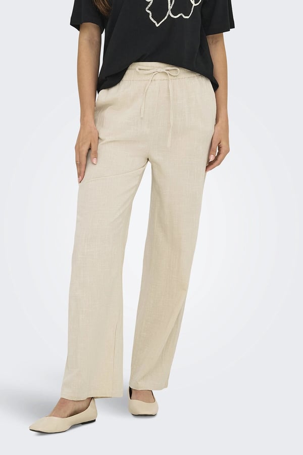Only ONLTIZANA COTTON LOOSE PANTS WVN NOOS Bej Kadın Pantolon
