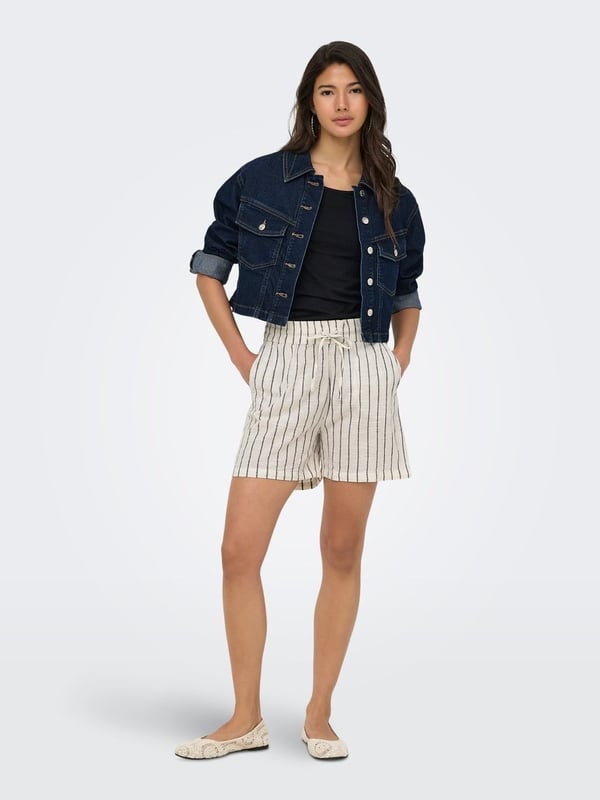 Only ONLTIZANA STRIPE STRING SHORTS WVN NOOS Beyaz Kadın Şort