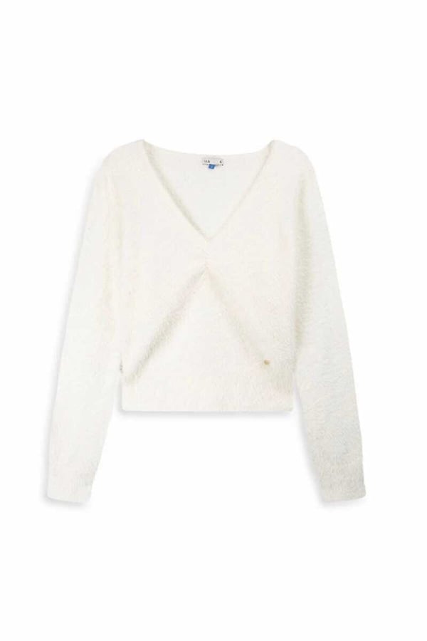 Only ONLTRINA LS CROP U-NECK KNT Beyaz Kadın Kazak