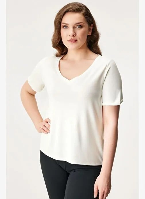 Only ONLTRIXIE LIFE S/S V-NECK TOP JRS Beyaz Kadın T-Shirt