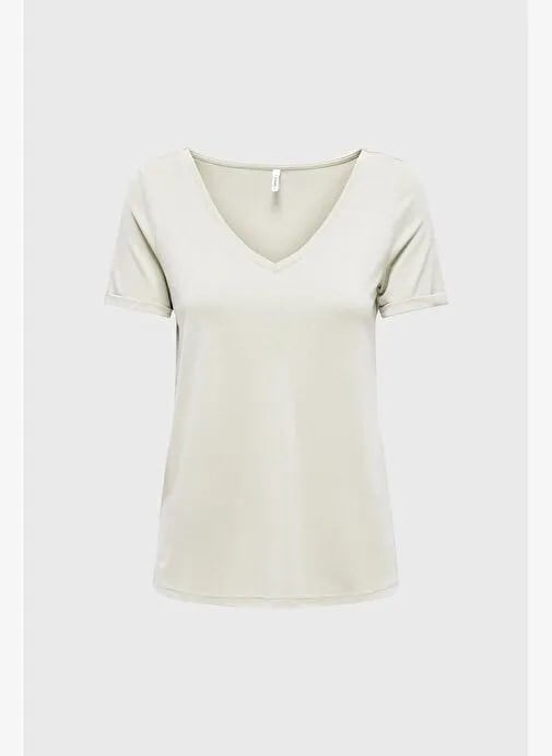 Only ONLTRIXIE LIFE S/S V-NECK TOP JRS Beyaz Kadın T-Shirt