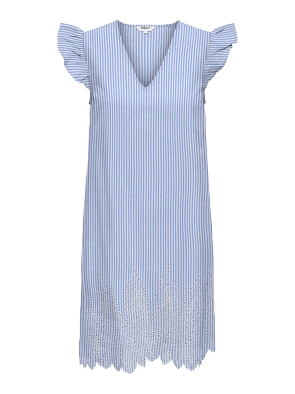 Only ONLTULUM EMB S/S DRESS WVN Açık Mavi Kadın Elbise
