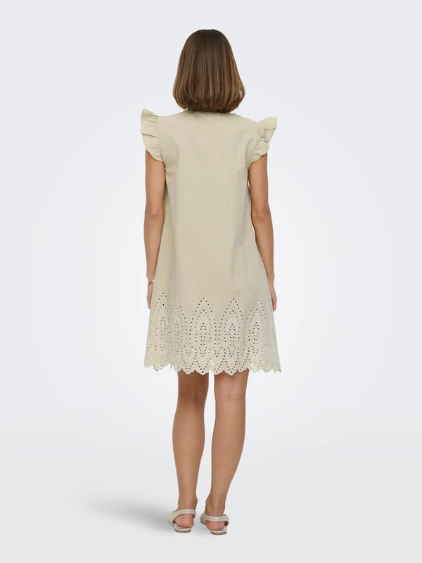 Only ONLTULUM EMB S/S DRESS WVN Bej Kadın Elbise