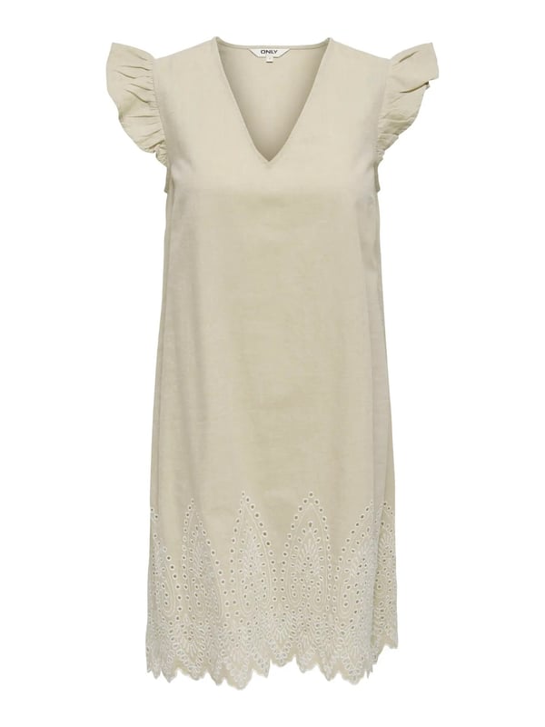 Only ONLTULUM EMB S/S DRESS WVN Bej Kadın Elbise