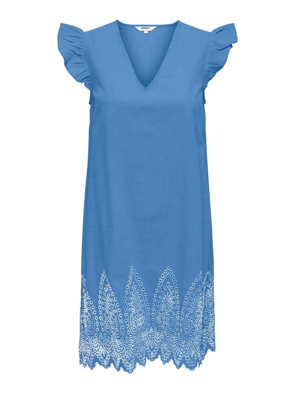 Only ONLTULUM EMB S/S DRESS WVN Mavi Kadın Elbise
