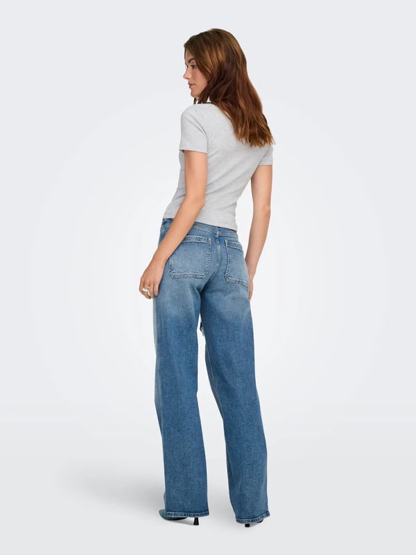 Only ONLVAL S/S O-NECK TOP JRS NOOS Gri Kadın T-Shirt