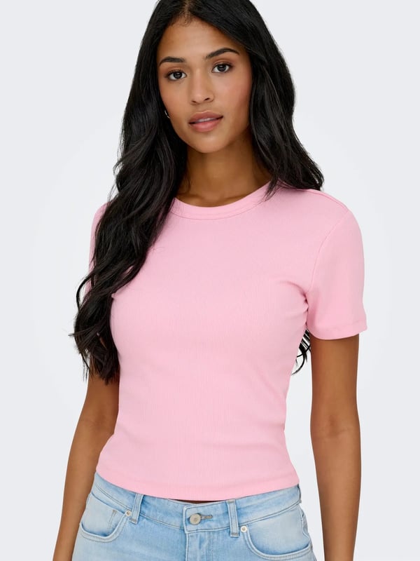 Only ONLVAL S/S O-NECK TOP JRS NOOS Pudra Kadın T-Shirt