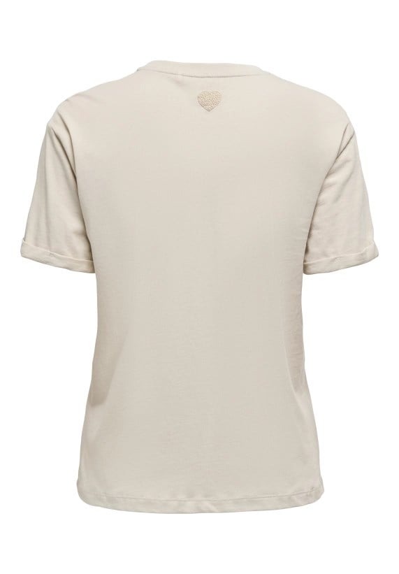 Only ONLVANESSA S/S HEART TOP BOX JRS Bej Kadın T-Shirt