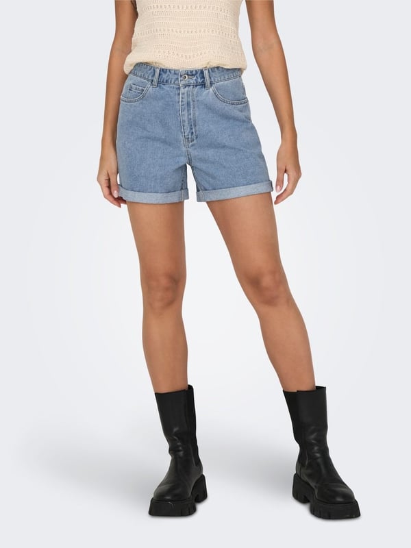Only ONLVEGA HW MOM DNM SHORTS NOOS Açık Mavi Kadın Şort
