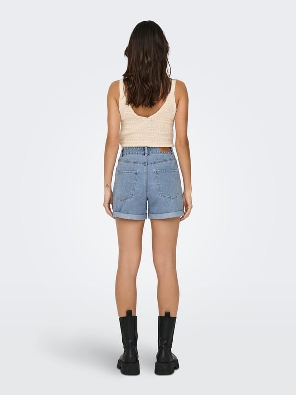 Only ONLVEGA HW MOM DNM SHORTS NOOS Açık Mavi Kadın Şort