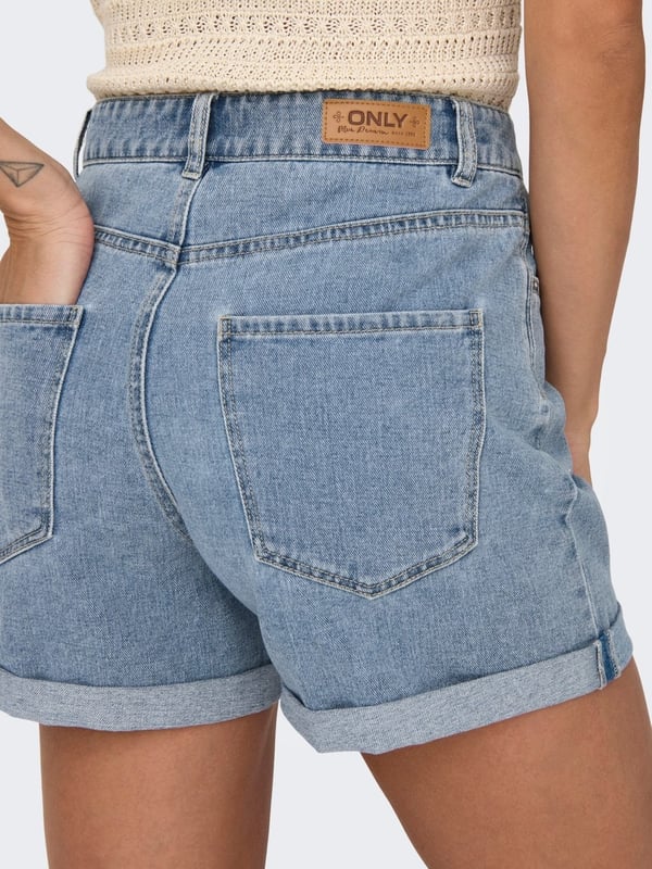 Only ONLVEGA HW MOM DNM SHORTS NOOS Açık Mavi Kadın Şort