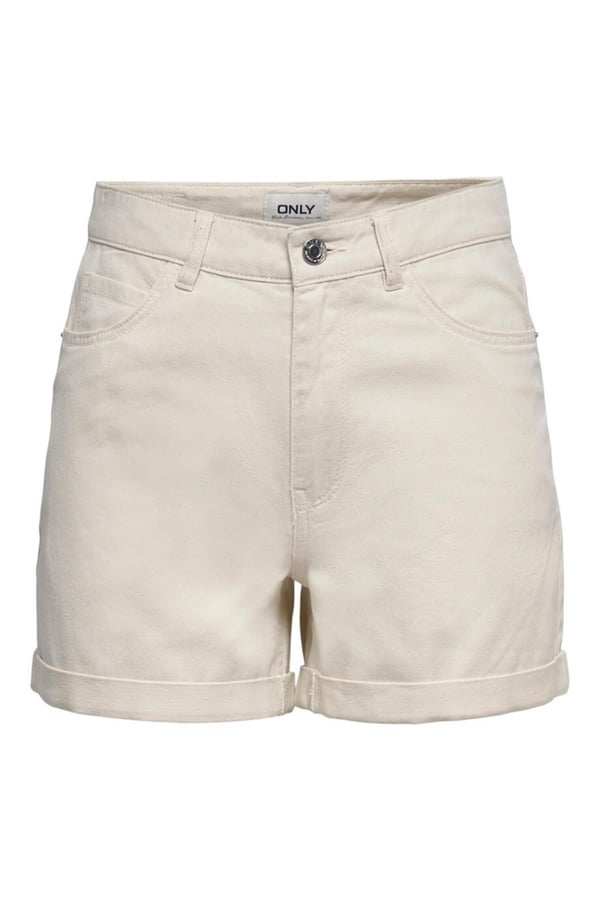 Only ONLVEGA HW MOM DNM SHORTS NOOS Bej Kadın Şort