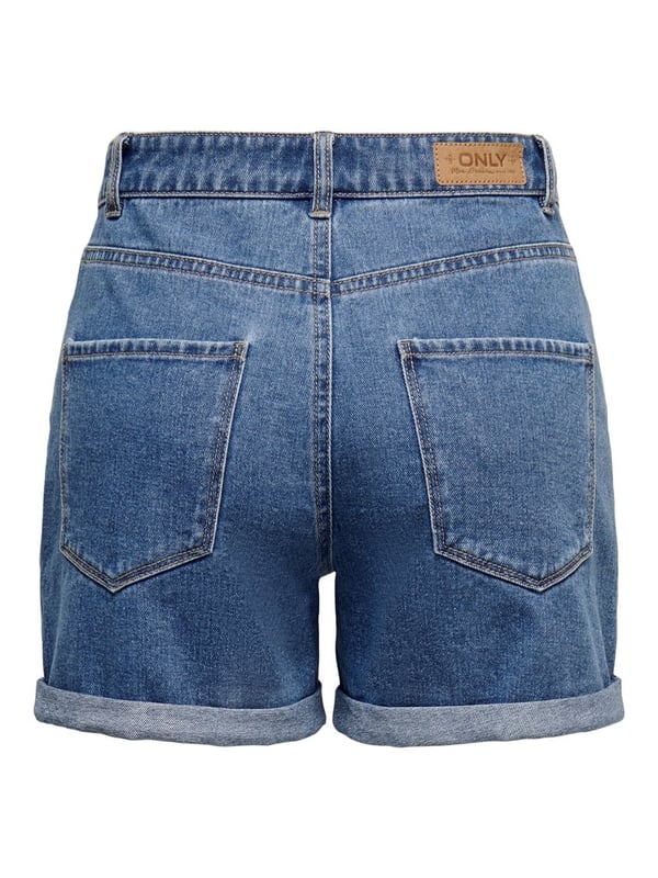 Only ONLVEGA HW MOM DNM SHORTS NOOS Mavi Kadın Şort