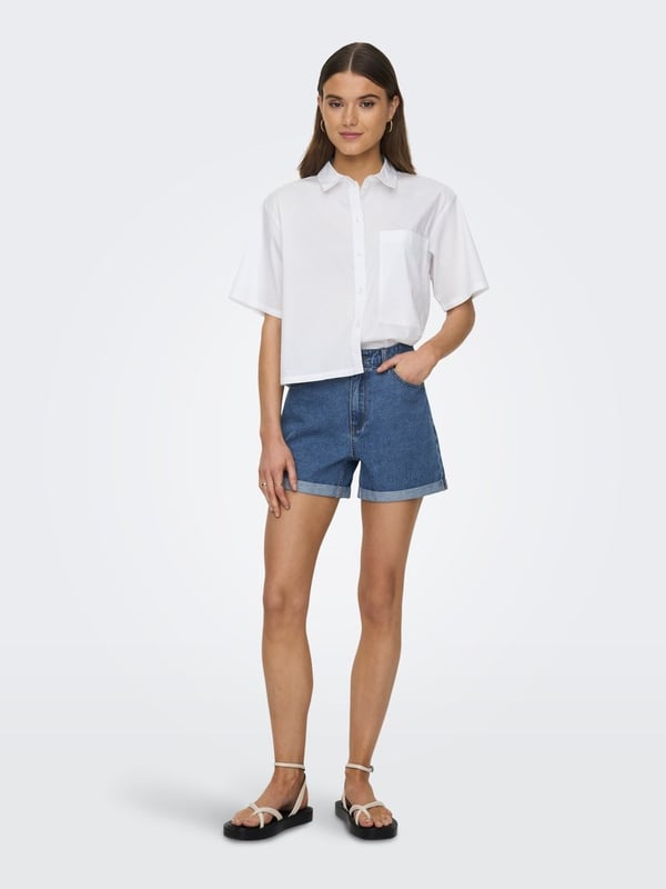 Only ONLVEGA HW MOM DNM SHORTS NOOS Mavi Kadın Şort