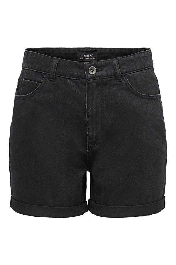 Only ONLVEGA HW MOM DNM SHORTS NOOS Siyah Kadın Şort