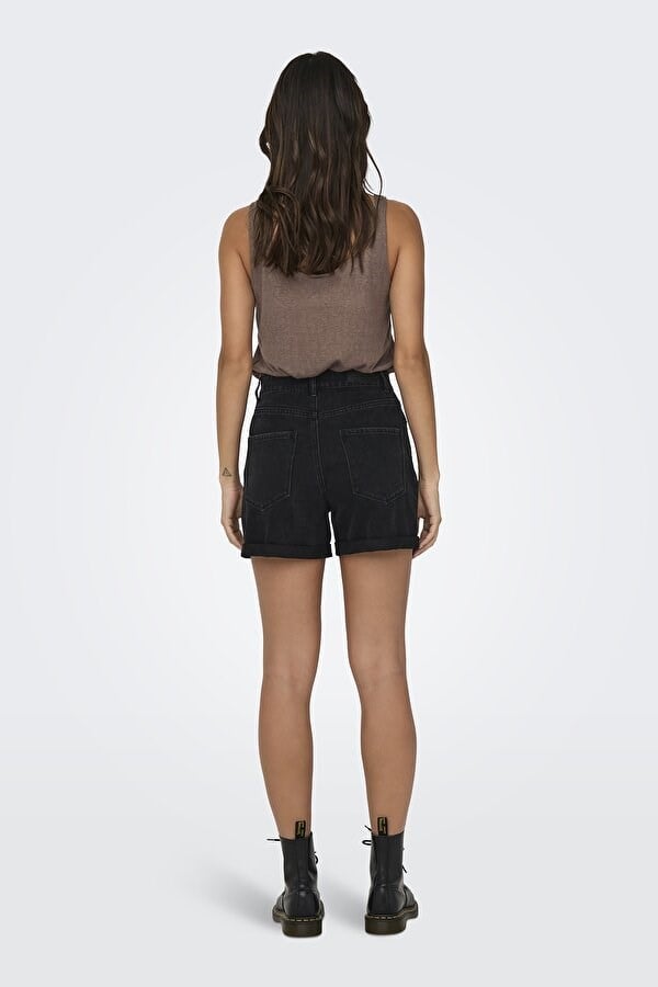 Only ONLVEGA HW MOM DNM SHORTS NOOS Siyah Kadın Şort
