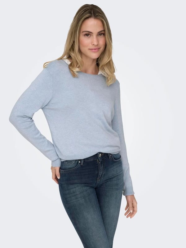 Only ONLVENICE LIFE LS ONECK PULLOVER KNT Açık Mavi Kadın Kazak