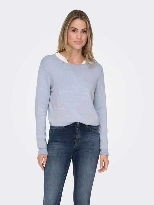 Only ONLVENICE LIFE LS ONECK PULLOVER KNT Açık Mavi Kadın Kazak