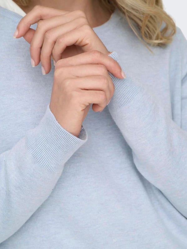 Only ONLVENICE LIFE LS ONECK PULLOVER KNT Açık Mavi Kadın Kazak