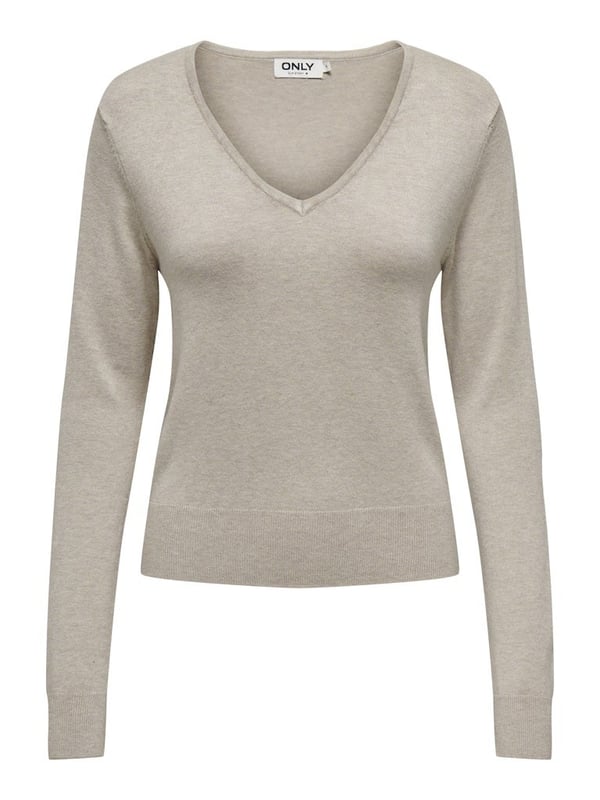 Only ONLVENICE LIFE LS VNECK PULLO KNT NOOS Bej Kadın Kazak