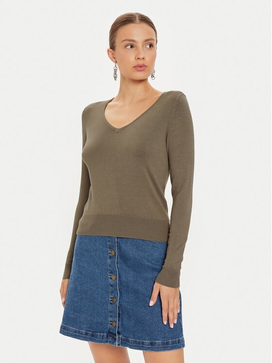 Only ONLVENICE LIFE LS VNECK PULLO KNT NOOS Gri Kadın Kazak
