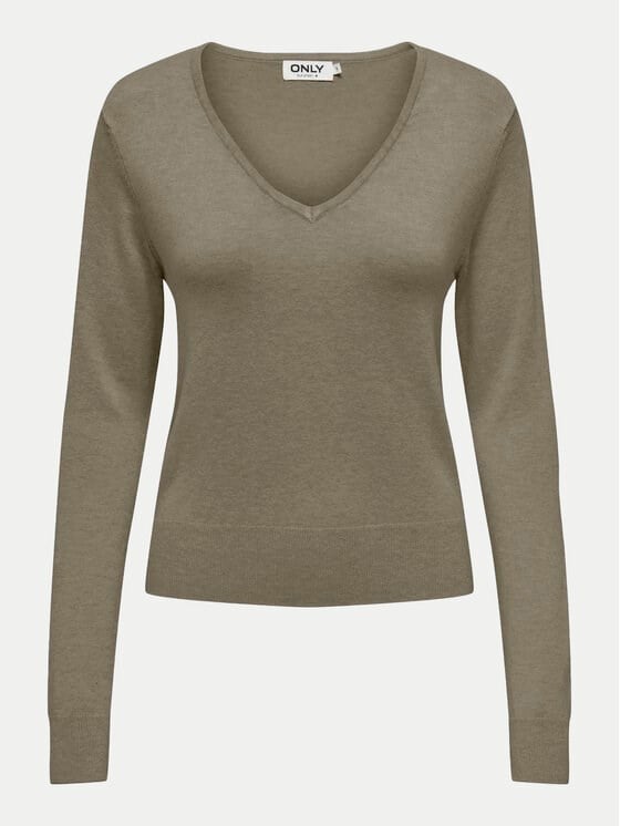 Only ONLVENICE LIFE LS VNECK PULLO KNT NOOS Gri Kadın Kazak