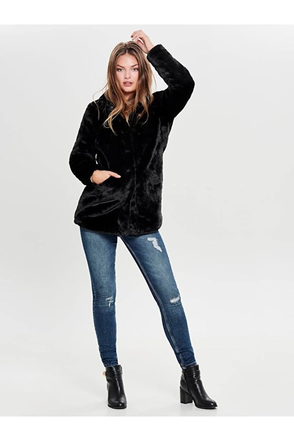 Only ONLVIDA FAUX FUR COAT OTW Siyah Kadın Mont