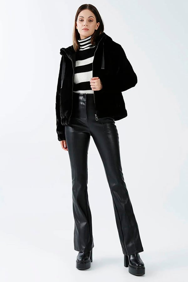 Only ONLVIDA FUR HOODED JACKET CC OTW Siyah Kadın Ceket