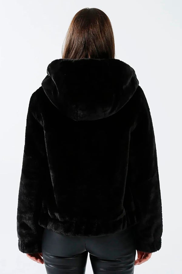 Only ONLVIDA FUR HOODED JACKET CC OTW Siyah Kadın Ceket
