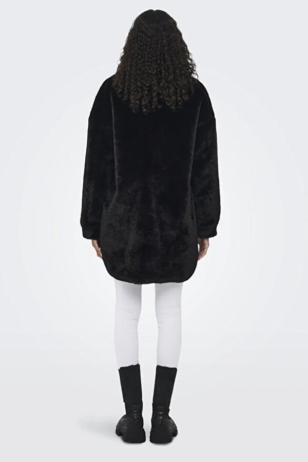 Only ONLVIDA FUR SHACKET OTW Siyah Kadın Mont