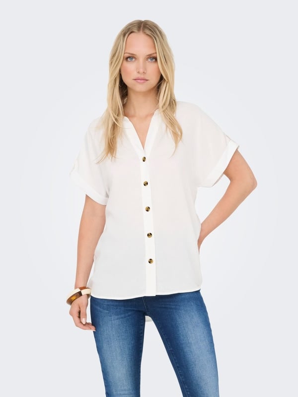 Only ONLYASMIN SHIRT S/S WVN NOOS Beyaz Kadın Gömlek