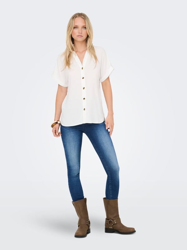 Only ONLYASMIN SHIRT S/S WVN NOOS Beyaz Kadın Gömlek