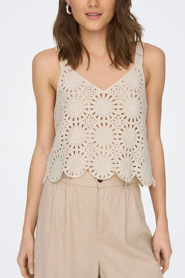 Only ONLYVONNE S/L TOP JRS Bej Kadın T-Shirt