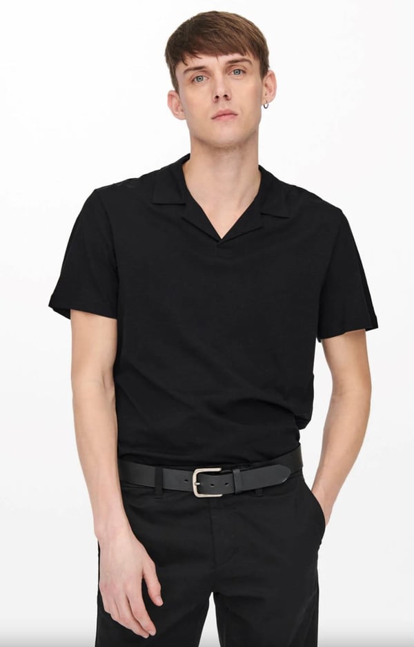 Only&Sons ONSABRAHAM REG SS RESORT POLO Siyah Erkek Gömlek