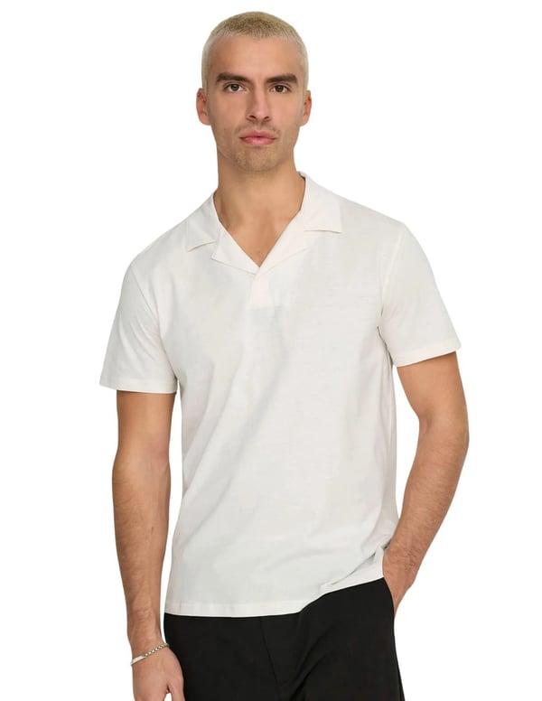 Only&Sons ONSABRAHAM REG SS RESORT POLO Beyaz Erkek Gömlek