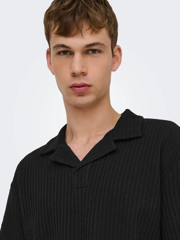 Only&Sons ONSAUSTIN RLX SS SEERSUCK RSRT POLO TEE Siyah Erkek Gömlek