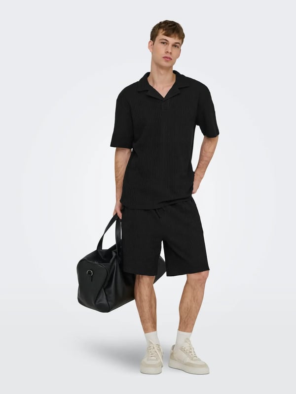 Only&Sons ONSAUSTIN RLX SS SEERSUCK RSRT POLO TEE Siyah Erkek Gömlek