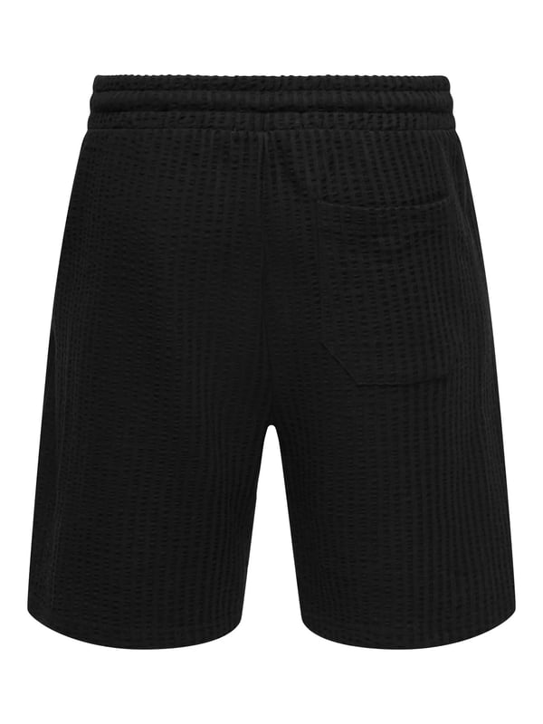 Only&Sons ONSAUSTIN WIDE SEERSUCKER S SHORTS Siyah Erkek Şort