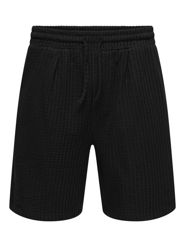 Only&Sons ONSAUSTIN WIDE SEERSUCKER S SHORTS Siyah Erkek Şort