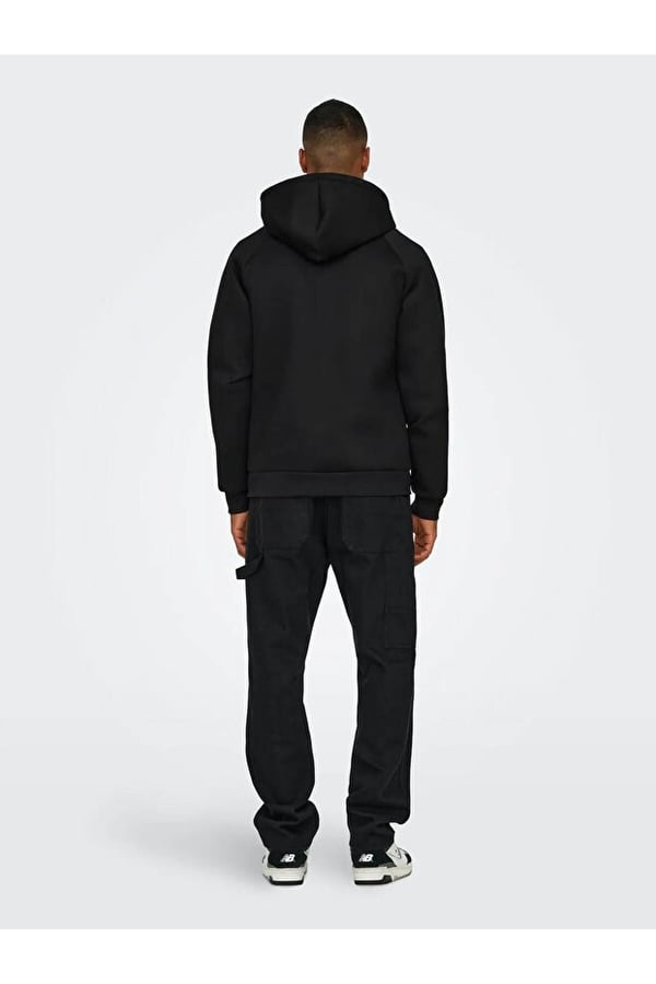Only&Sons ONSBOBBEY SCUBA FULL ZIP HOODIE SWEAT Siyah Erkek Sweatshirt