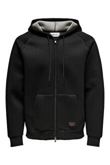 Only&Sons ONSBOBBEY SCUBA FULL ZIP HOODIE SWEAT Siyah Erkek Sweatshirt