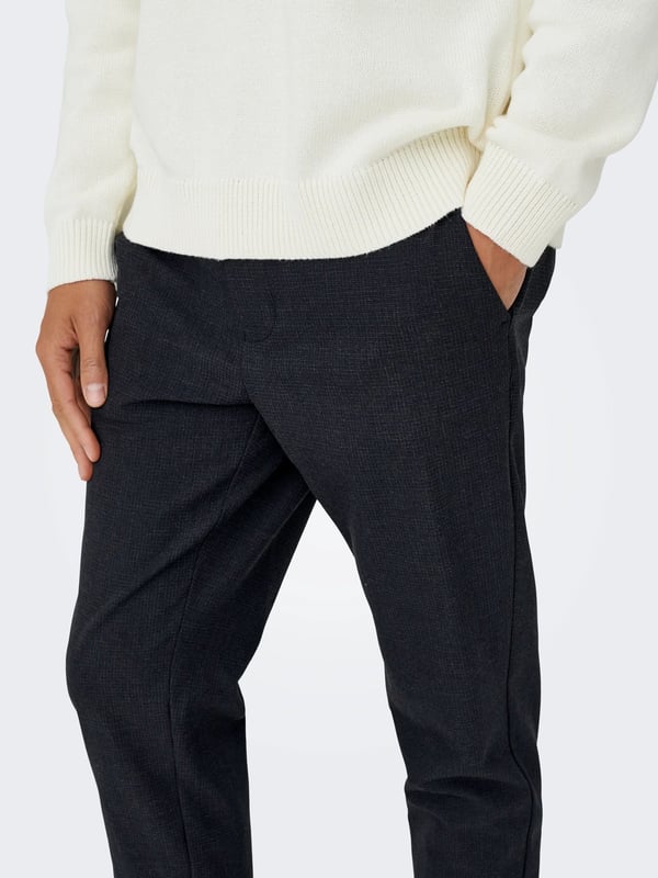 Only&Sons ONSBRAD LIFE SLIM CHECK 0184 PANT NOOS Siyah Erkek Pantolon
