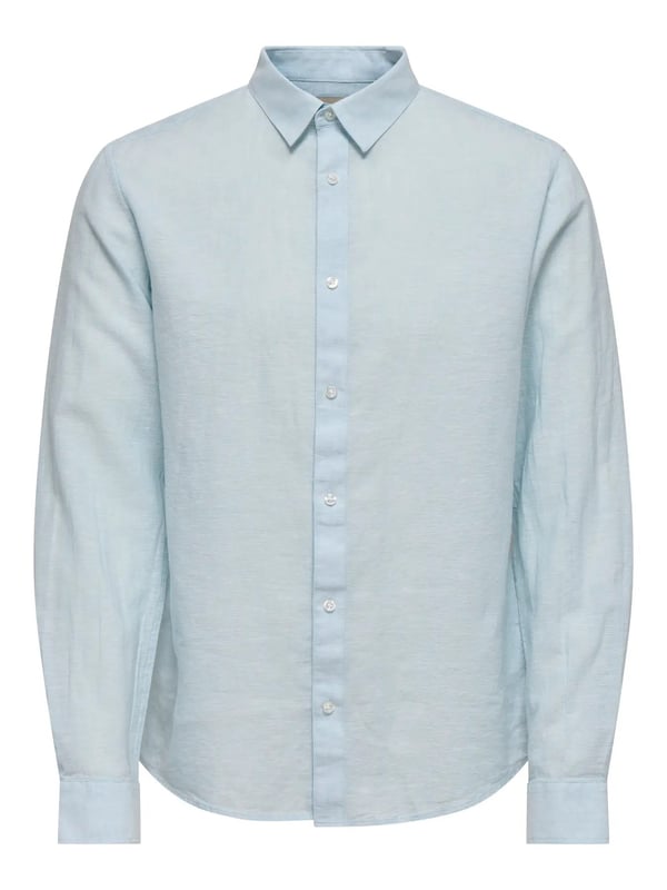 Only&Sons ONSCAIDEN LIFE LS SOLID LINEN BLEND NOOS Açık Mavi Erkek Gömlek