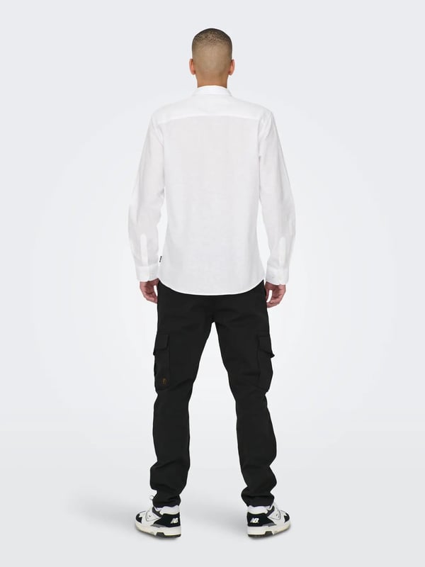 Only&Sons ONSCAIDEN LIFE LS SOLID LINEN BLEND NOOS Beyaz Erkek Gömlek