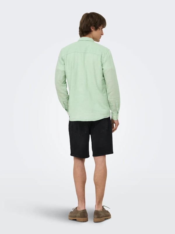 Only&Sons ONSCAIDEN LIFE LS SOLID LINEN BLEND NOOS Turkuaz Erkek Gömlek